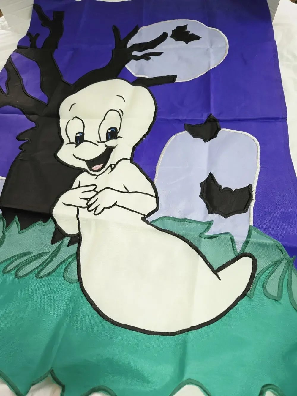 Banner Garden Stitch Flag 28x40 Fall Halloween Grave Casper Ghost 90's Retro Y2K